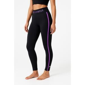 Under Armour Leggings Womens Size M Black High Waist Pink Stripe Athleisure